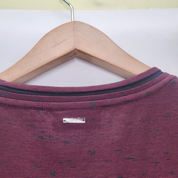 HUGO Hugo Boss Mercerized Cotton Crew Neck T-Shirt Small Maroon Slim Fit Luxe - Picture 5 of 11